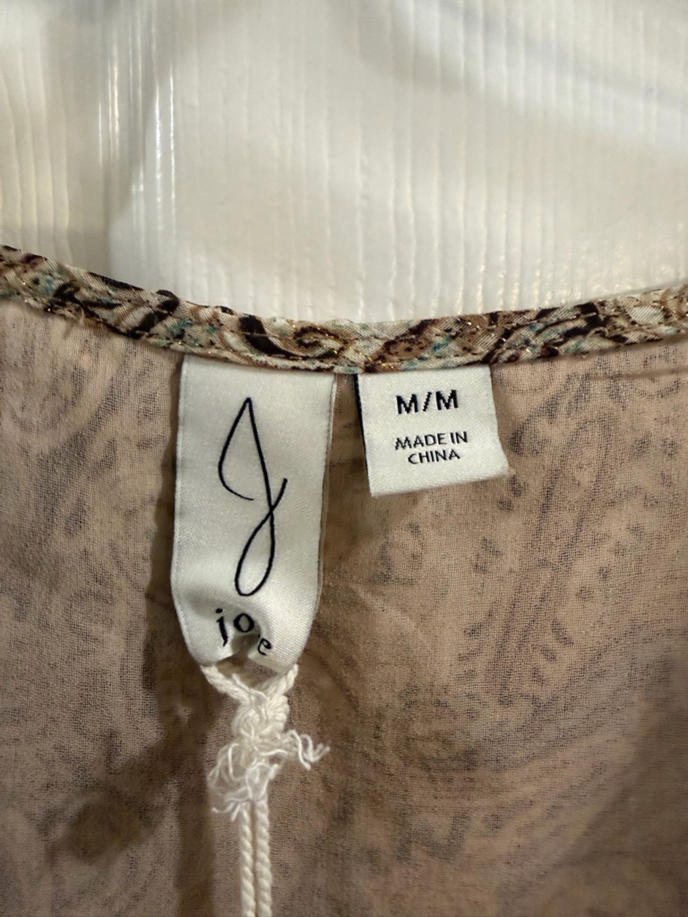 Joie Neutral Paisley V-Neck Smocked Waist Blouse - Picture 3 of 7